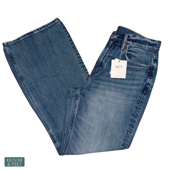 AE77 New York Vintage Flare Jeans Mid Wash High Rise Denim Size 28 Short NEW~NWT - Picture 1 of 9